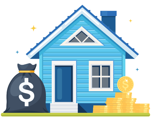 New House and Gold Coins Depicting FHA Closing Costs
